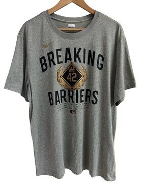 NIKE MLB Jackie Robinson 42 Breaking Barriers Gray Dri-Fit XL Performance Shirt